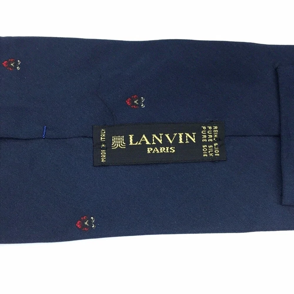 Lanvin Paris Men's Tie 100% Silk Made In Italy Blue Elegant Luxury Necktie 56